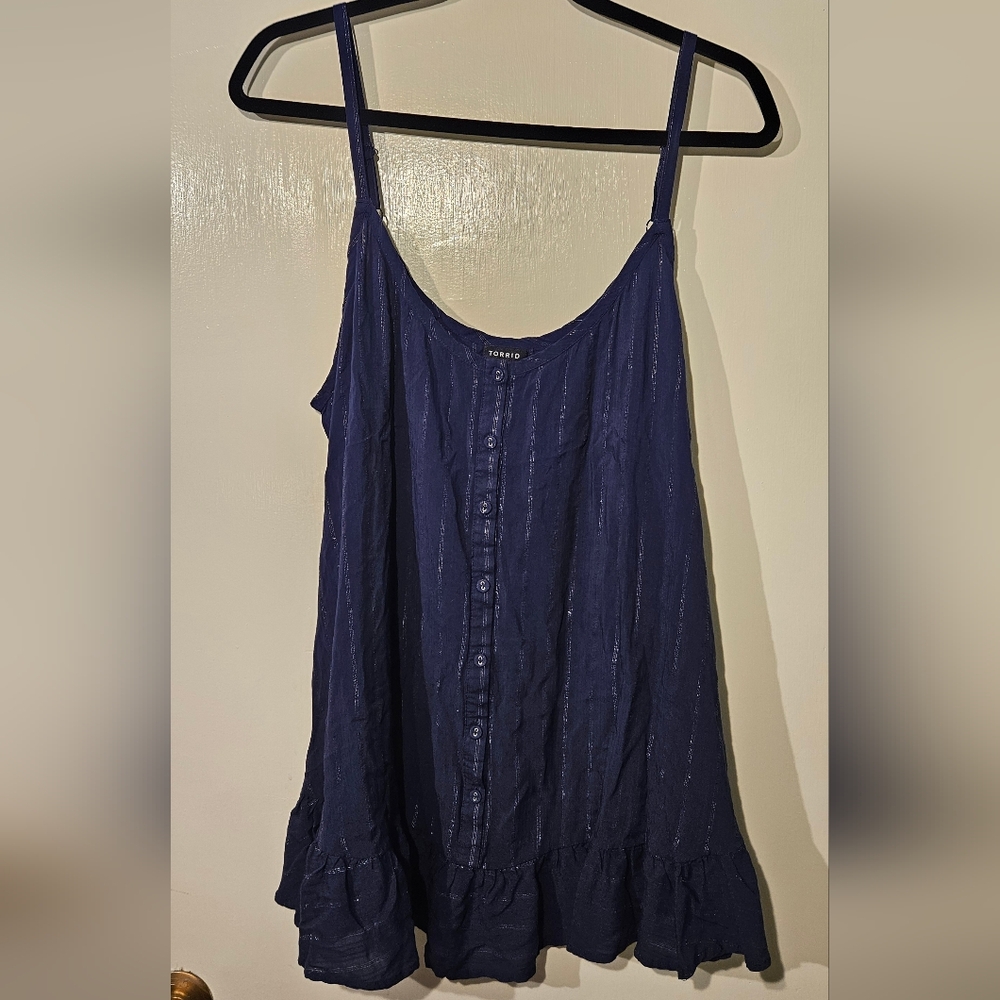 Torrid Women's Navy Blue Ruffle Hem Cami Tank Top Size 3